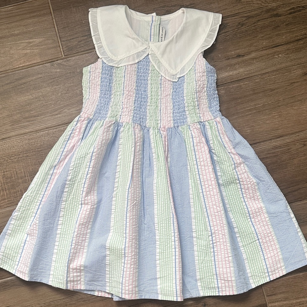 Janie and Jack Pastel Striped Dress with White Collar- NWT